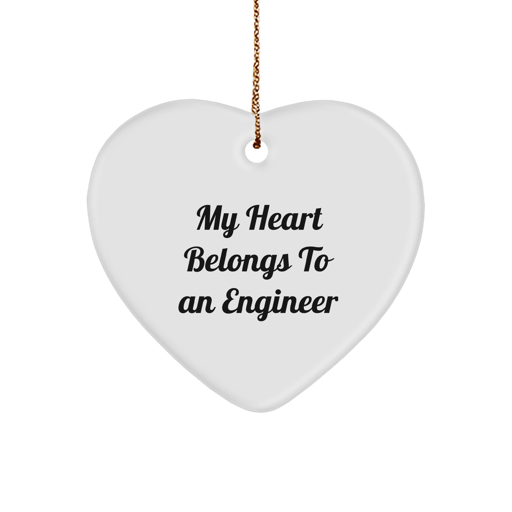 Funny Engineer Gifts from Friends for My Heart Belongs To An Engineer Heart Ornament, White, Christmas, Engineer's Heart - Image 1