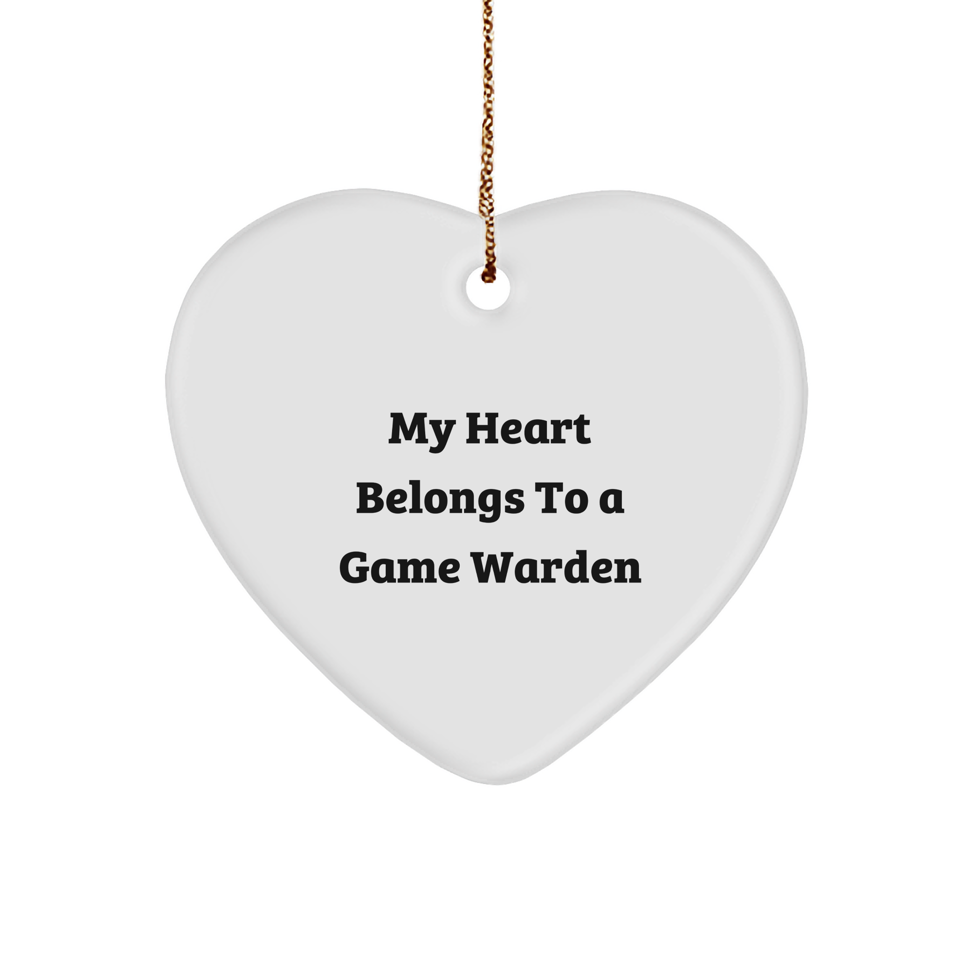 Game Warden Gifts, My Heart Belongs To A Game Warden, Heart Ornament, Christmas Unique Gifts from Family, For Game Wardens - Image 1