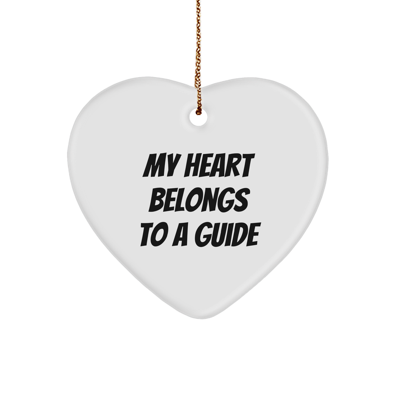 Gifts from Friends for Guides - My Heart Belongs To A Guide Heart Ornament, White, Christmas - Image 1