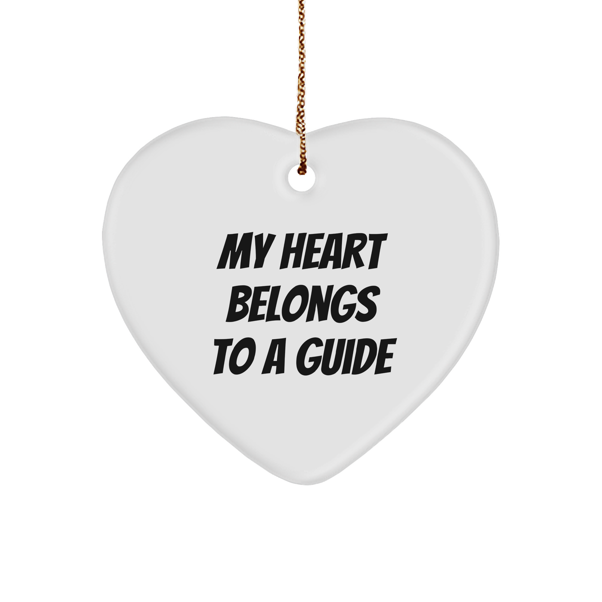 Gifts from Friends for Guides - My Heart Belongs To A Guide Heart Ornament, White, Christmas - Image 1