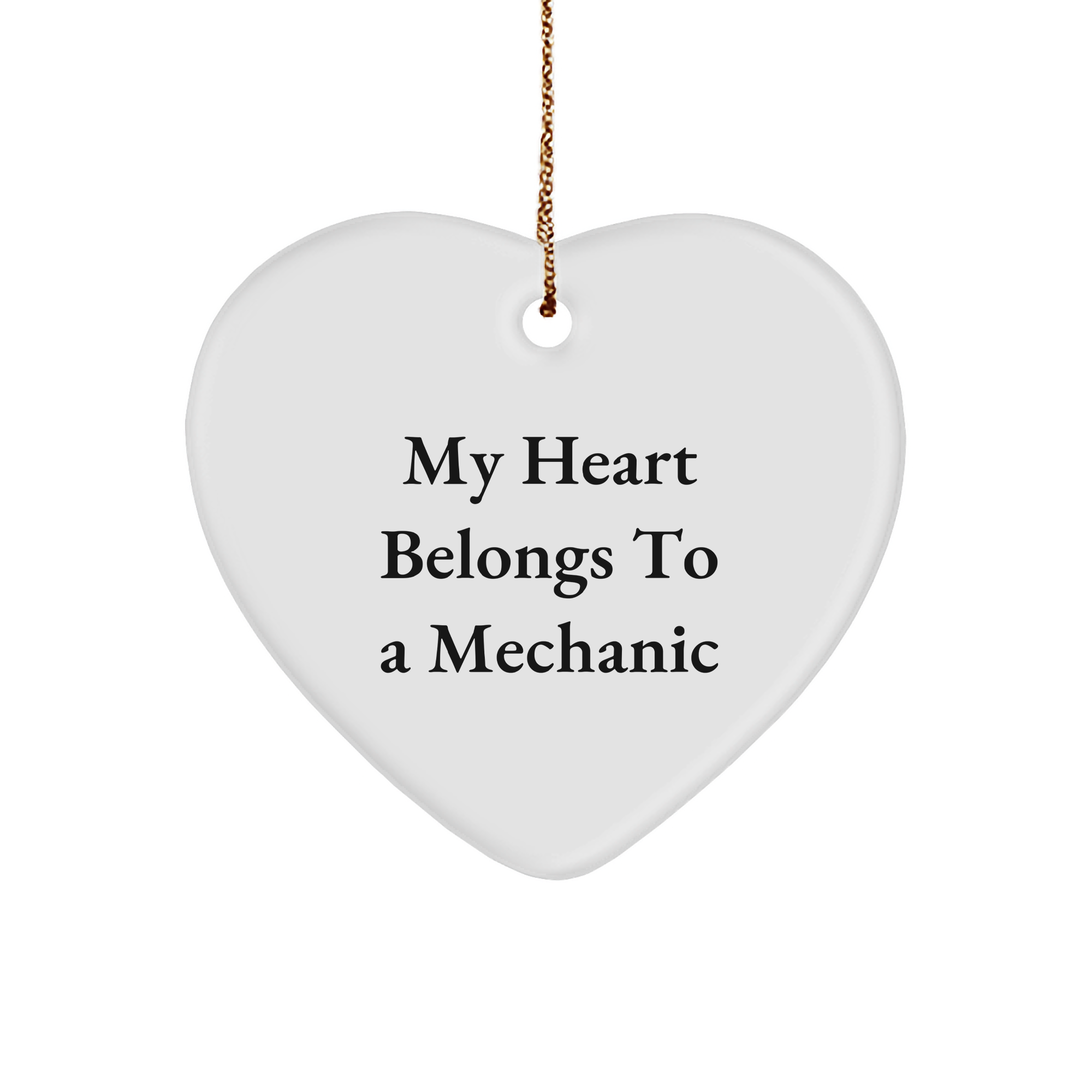 Funny Mechanic Gifts from Friends - My Heart Belongs To A Mechanic Heart Ornament for Christmas - Image 1