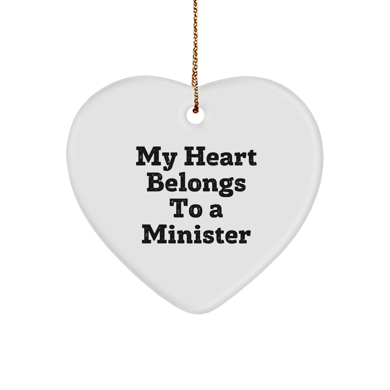 Minister Heart Ornament Gifts from Friends, 'My Heart Belongs To A Minister' Christmas Unique Gifts - Image 1