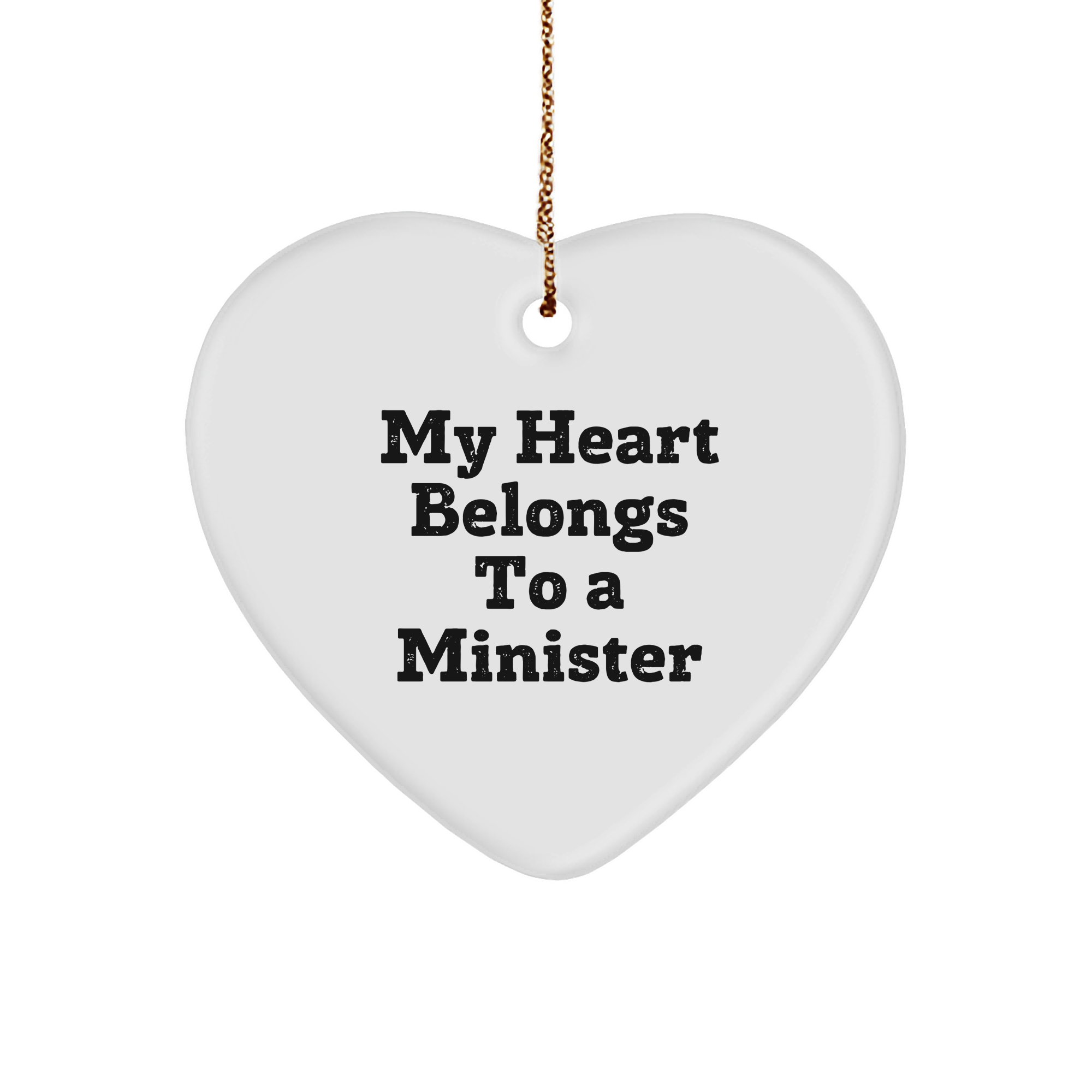 Minister Heart Ornament Gifts from Friends, 'My Heart Belongs To A Minister' Christmas Unique Gifts - Image 1