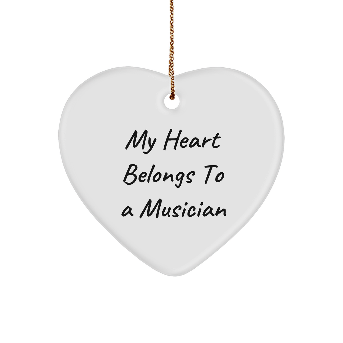 Funny Musician Gifts from Mom to Her Heart - &#39;My Heart Belongs To A Musician&#39; Heart Ornament, Handcrafted for Christmas - Image 1