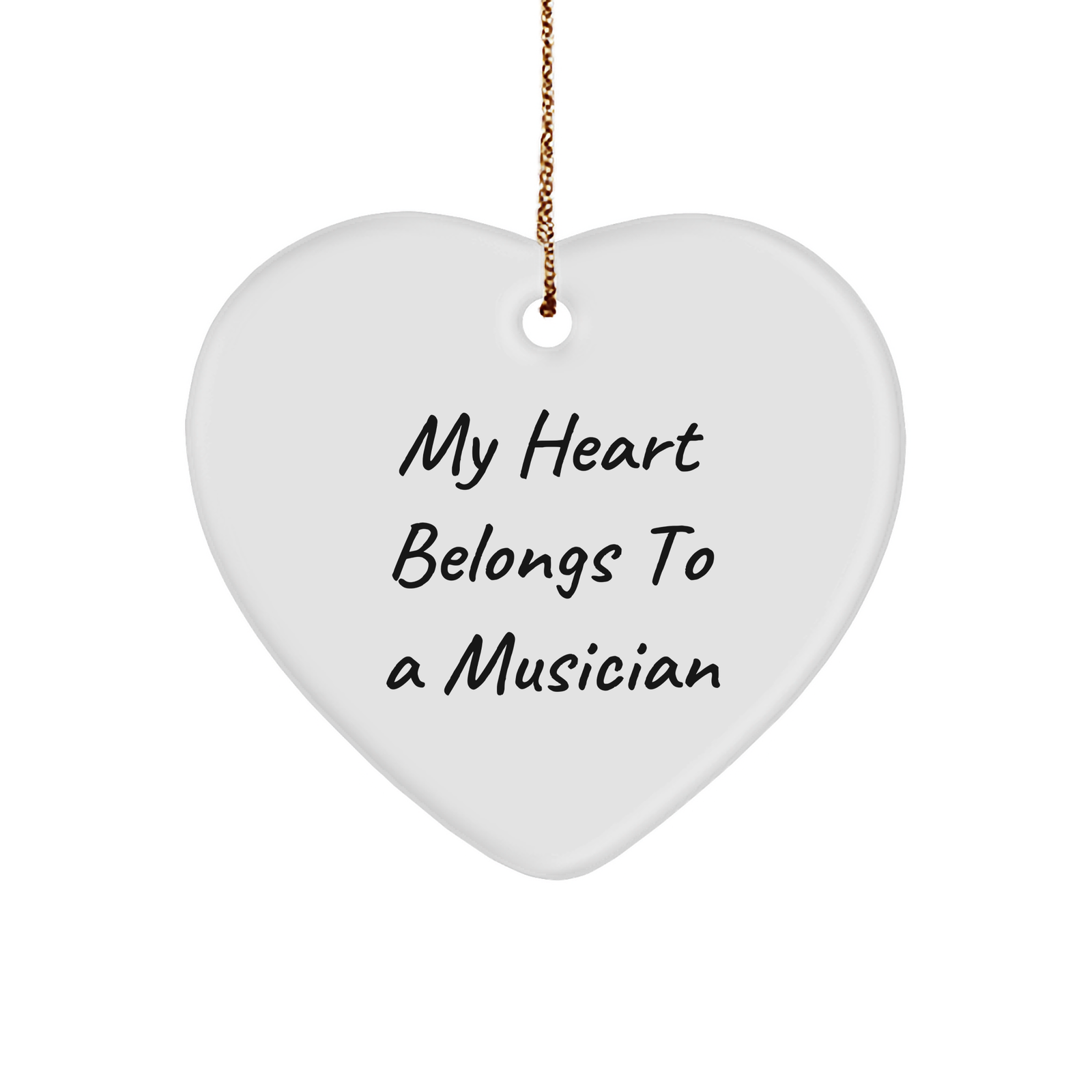Funny Musician Gifts from Mom to Her Heart - 'My Heart Belongs To A Musician' Heart Ornament, Handcrafted for Christmas - Image 1