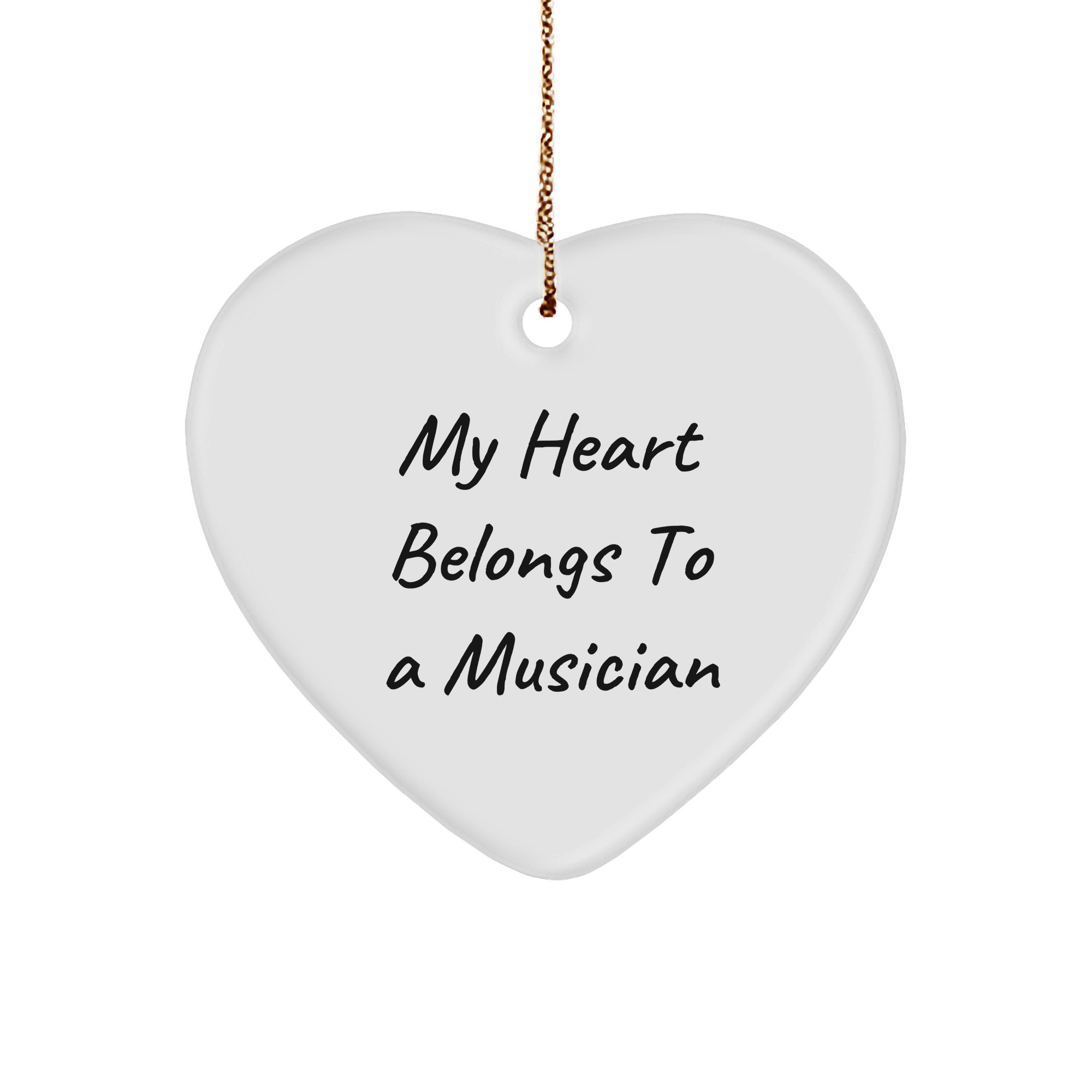 Funny Musician Gifts from Mom to Her Heart - 'My Heart Belongs To A Musician' Heart Ornament, Handcrafted for Christmas - Image 1