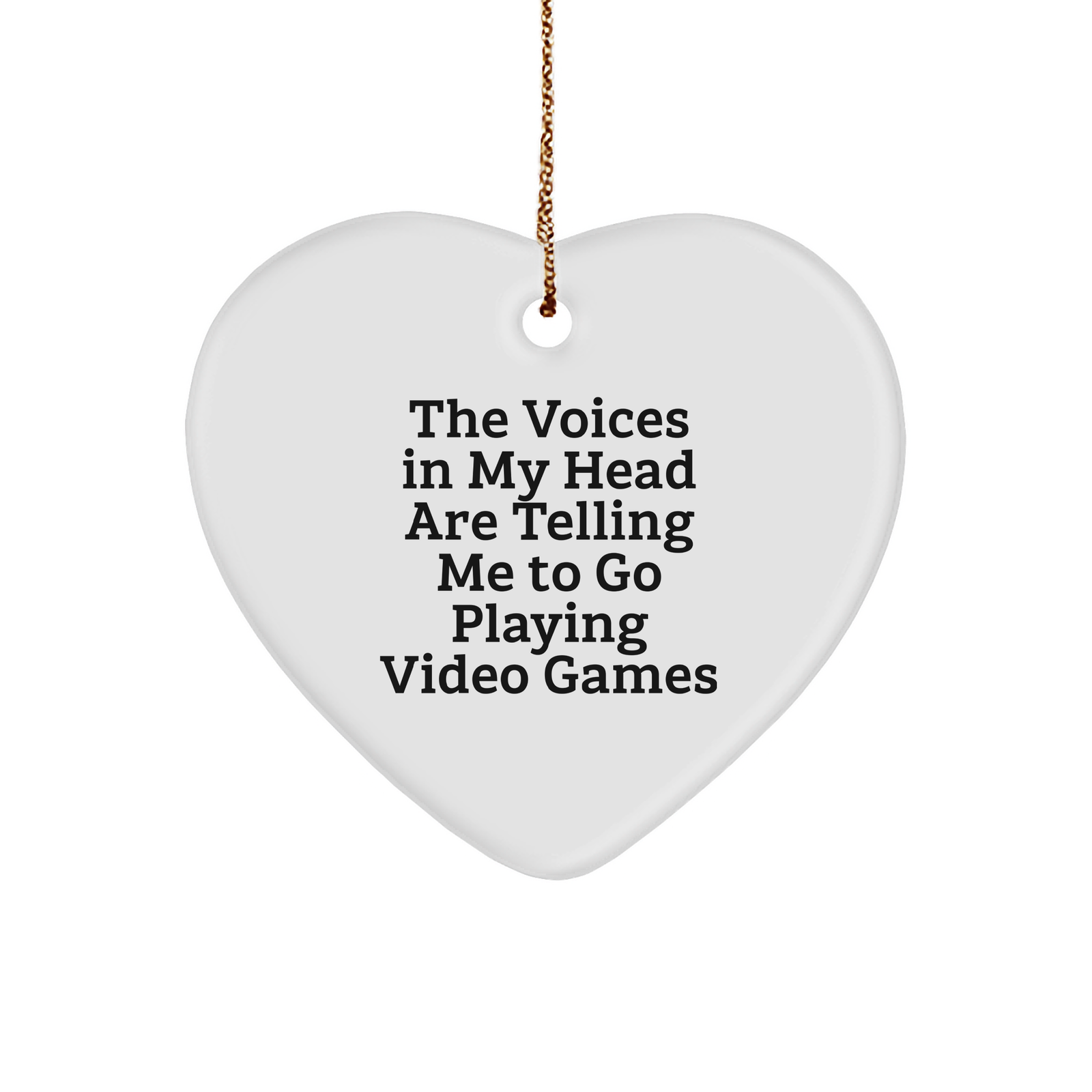 Playing Video Games Heart Ornament, Funny Quote for Gamer Gifts from Friends, Gifts for Playing Video Games Lovers this Christmas, Heart-Shaped MDF with Sublimation Finish - Image 1