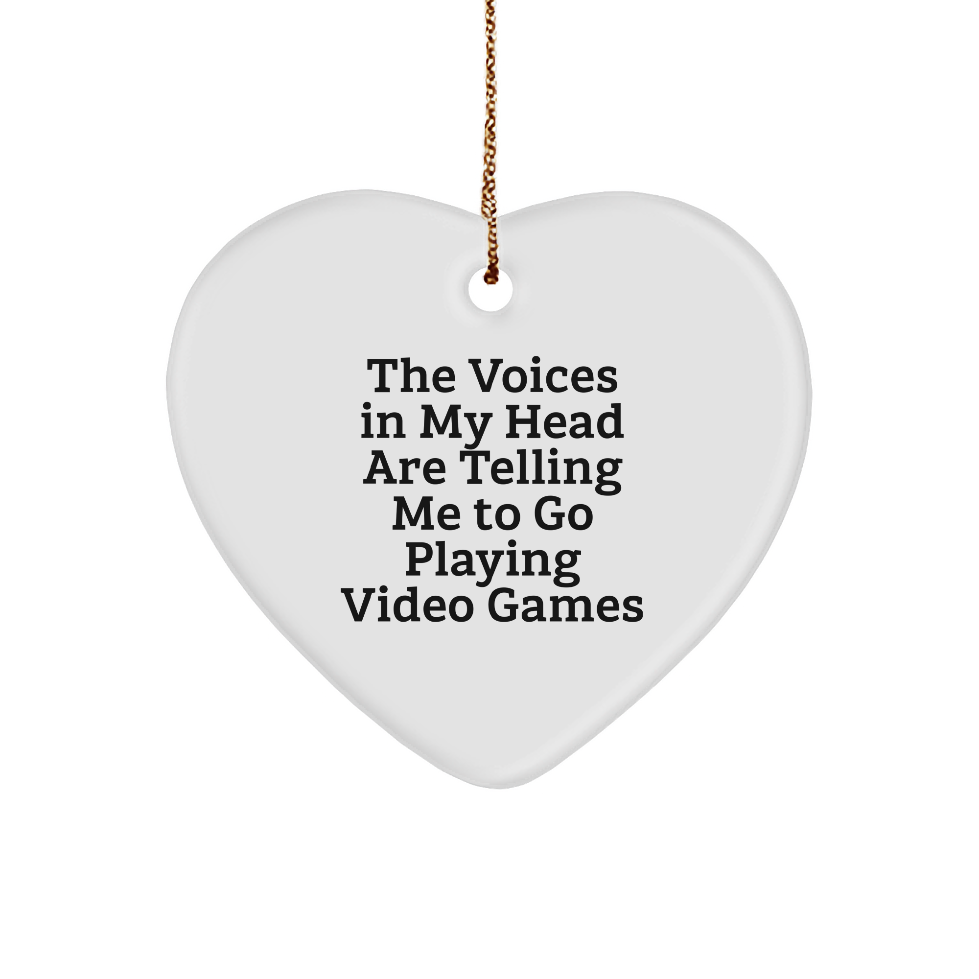 Playing Video Games Heart Ornament, Funny Quote for Gamer Gifts from Friends, Gifts for Playing Video Games Lovers this Christmas, Heart-Shaped MDF with Sublimation Finish - Image 1