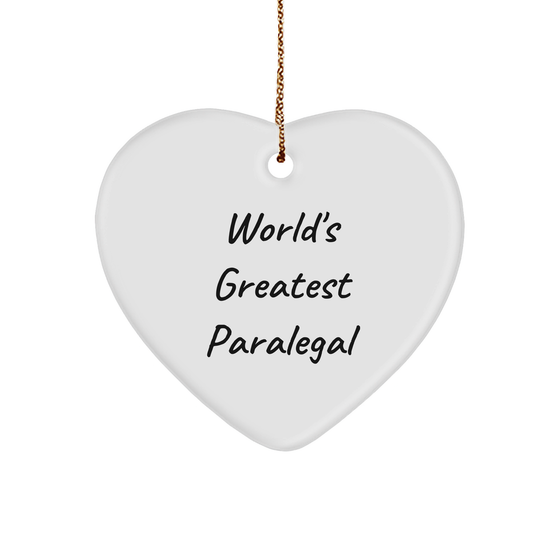 World's Greatest Paralegal Heart Ornament, Funny Quote, Christmas Unique Gifts from Friends to Paralegal, Gifts for Paralegal, Unique Holiday Ornament - Image 1