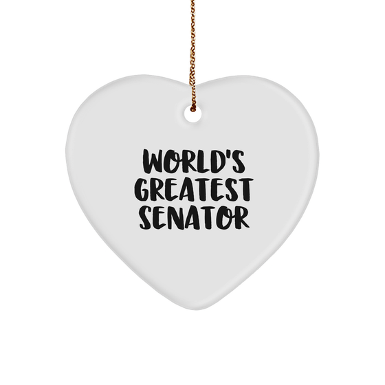 Funny Senator Gifts, World's Greatest Senator Heart Ornament, Christmas Unique Gifts for Senator, Gifts from Men to Senator, Gifts for Senator Friend - Image 1