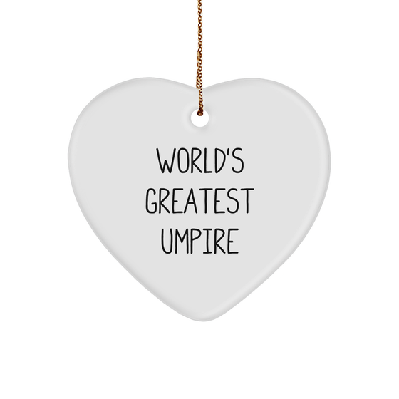 Funny Umpire Gifts from Friends for Christmas - 'World's Greatest Umpire' Heart Ornament - Image 1