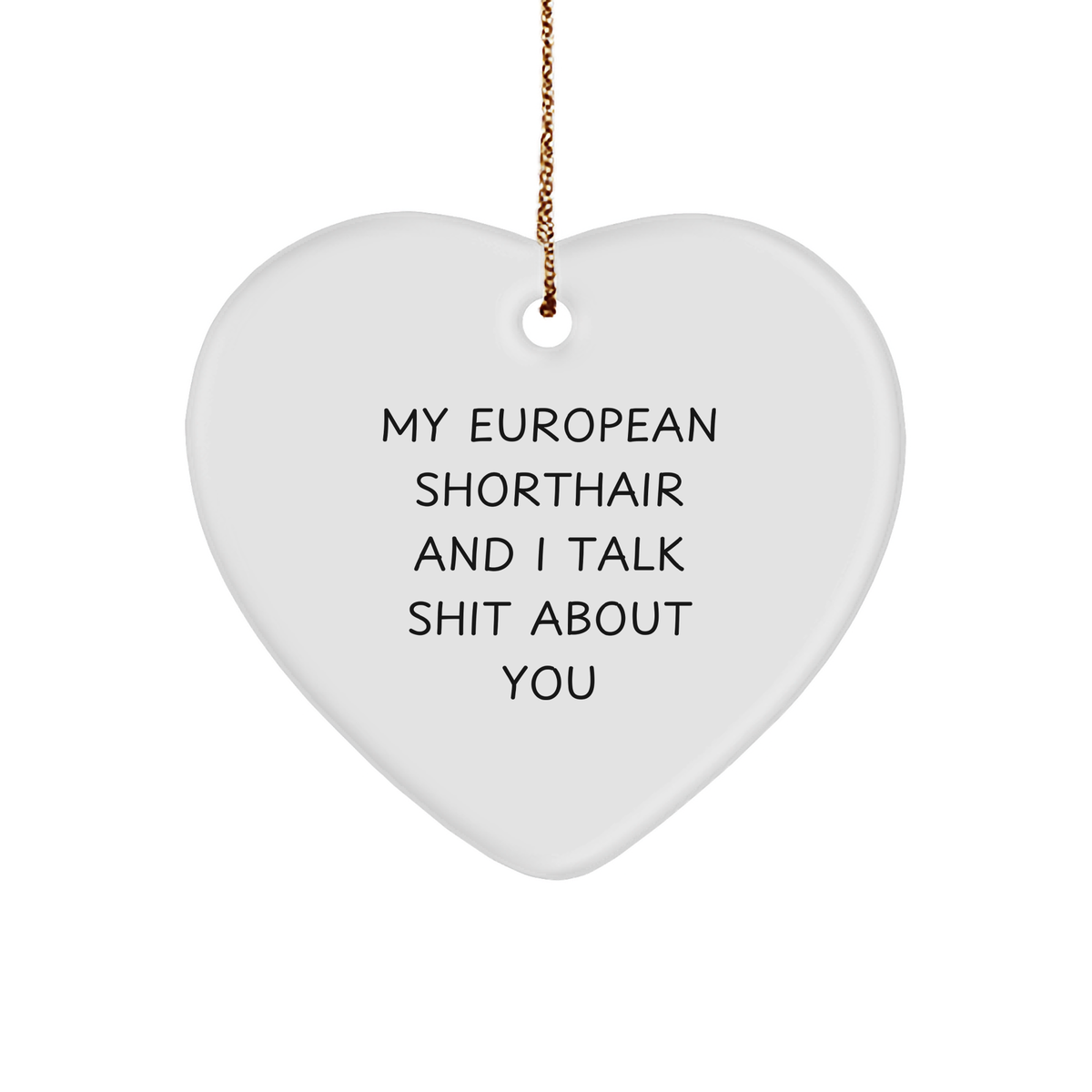 European Shorthair Cat Gifts, Funny Heart Ornament with Quirky Quote, Gifts from Women for Men - Perfect Christmas Unique Gifts for Home Decor - Image 1