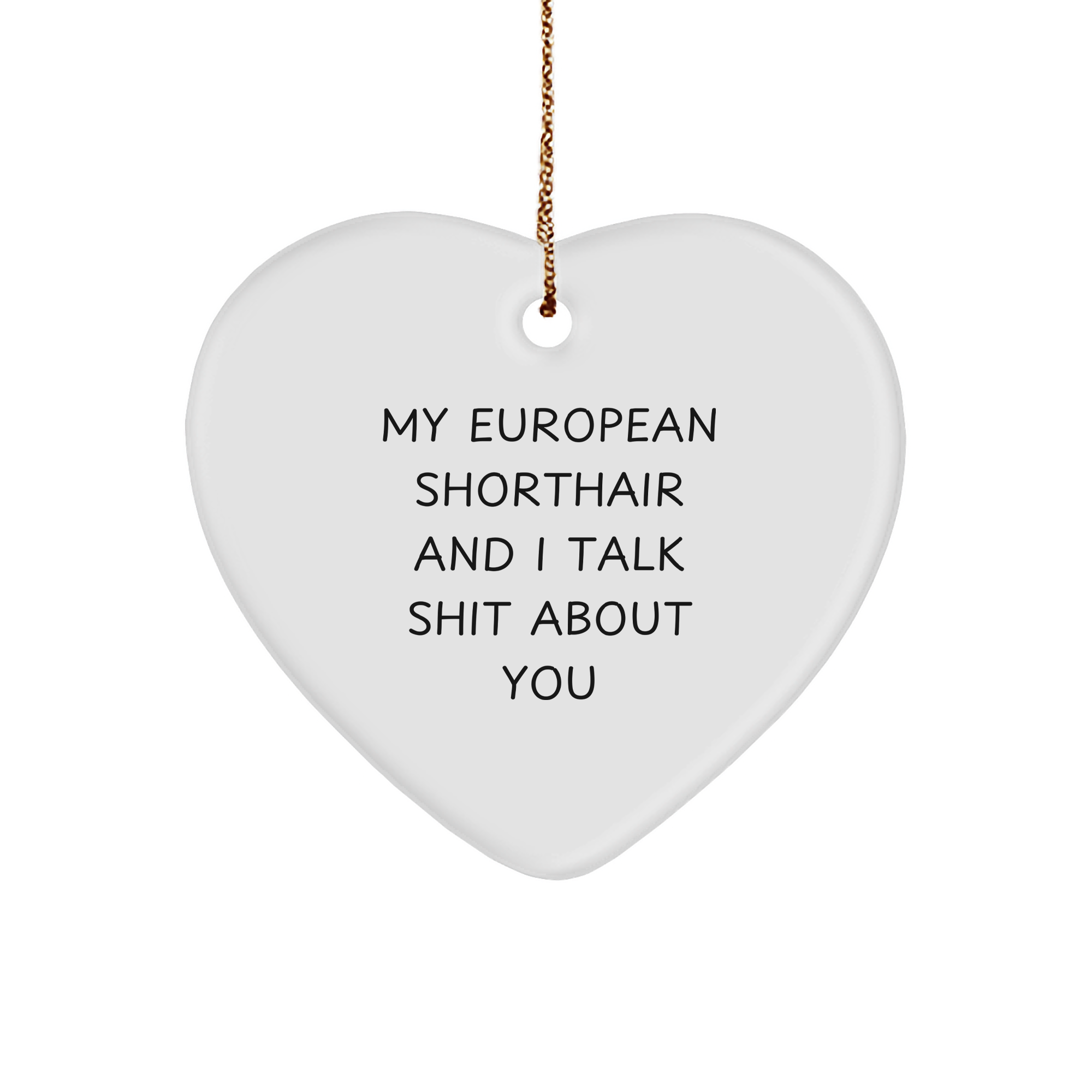 European Shorthair Cat Gifts, Funny Heart Ornament with Quirky Quote, Gifts from Women for Men - Perfect Christmas Unique Gifts for Home Decor - Image 1