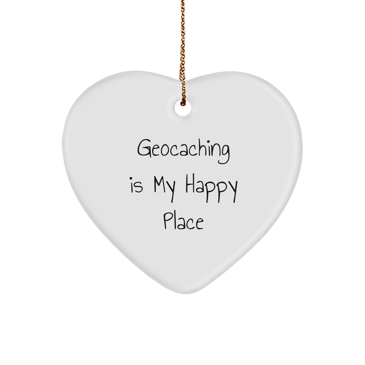 Geocaching Gifts from Friends, Family, or Coworkers - &#39;Geocaching Is My Happy Place&#39; Heart Ornament, Christmas Unique Finds - Image 1