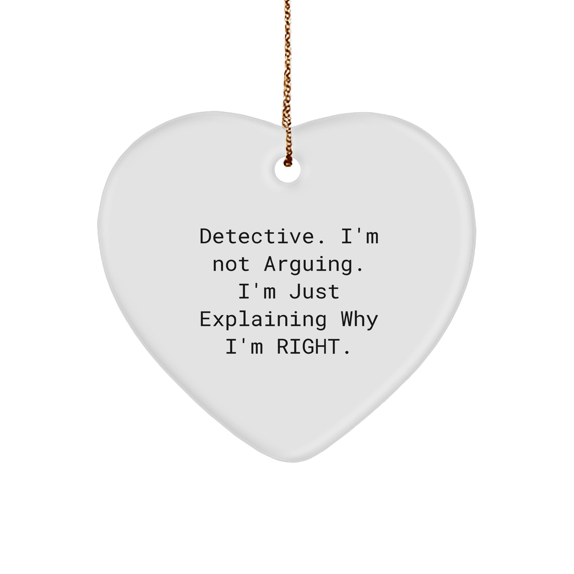 Detective Heart Ornament, Funny, Gifts from Men to Detective, Detective Heart Shaped Christmas Unique Gift - Image 1