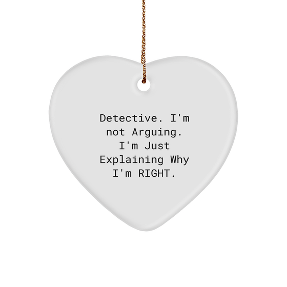 Detective Heart Ornament, Funny, Gifts from Men to Detective, Detective Heart Shaped Christmas Unique Gift - Image 1