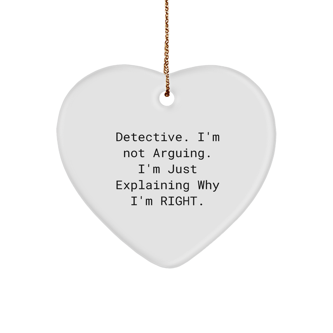 Detective Heart Ornament, Funny, Gifts from Men to Detective, Detective Heart Shaped Christmas Unique Gift - Image 1