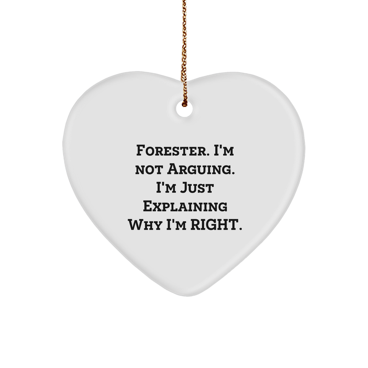 Forester&#39;s Sassy Heart Ornament, Funny Quote Christmas Unique Gift for Forester Lovers, Heart Ornament with Gold Tone String, Gifts from Friends to Forester - Image 1