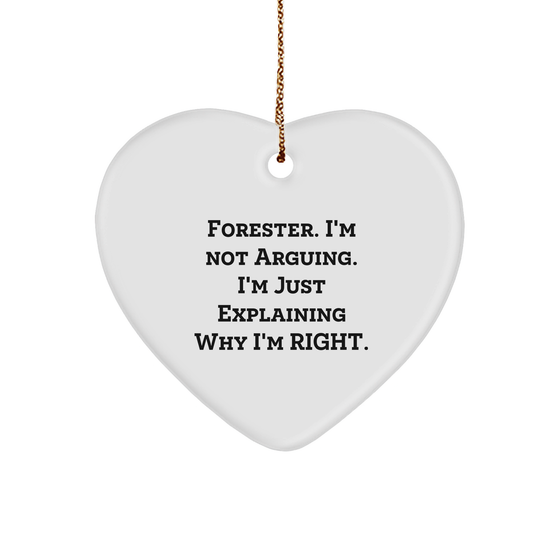 Forester's Sassy Heart Ornament, Funny Quote Christmas Unique Gift for Forester Lovers, Heart Ornament with Gold Tone String, Gifts from Friends to Forester - Image 1