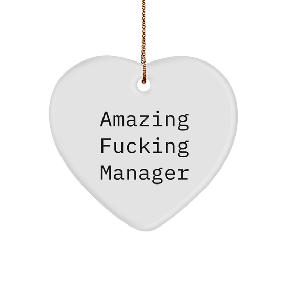 Amazing F--ing Manager Heart Ornament, Funny Gift for Christmas - Image 1