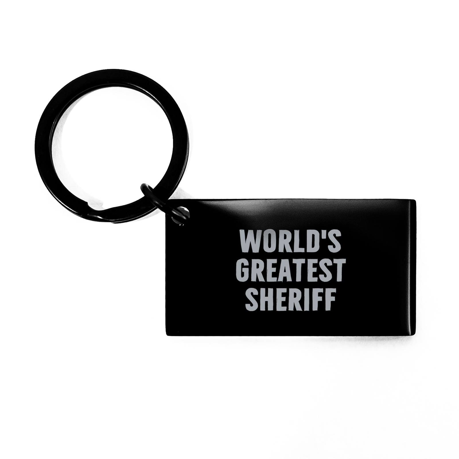 Sheriff Gifts from Friends - Funny World's Greatest Sheriff Keychain, Black Stainless Steel, Mother's Day Unique Gifts for Sheriff - Image 1