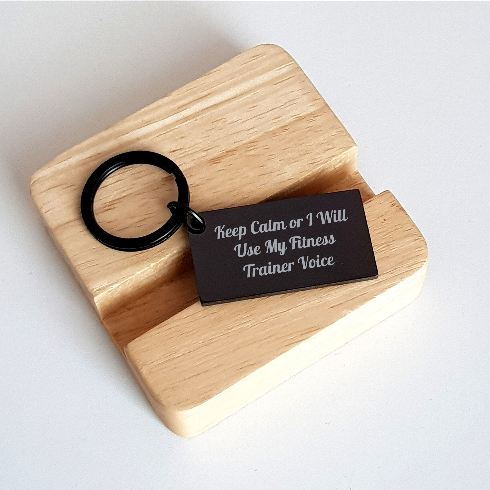 Funny Fitness Trainer Keychain, Keep Calm Or I Will Use My Fitness Trainer Voice, Gifts from Women, Unique Mother's Day Unique Gifts for Fitness Trainers - Image 2