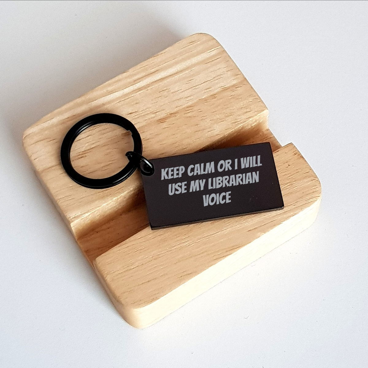 Librarian Gifts, Keep Calm or I'll Use My Librarian Voice, Funny Keychain for Mother's Day from Friends, Gifts for Librarians - Image 2