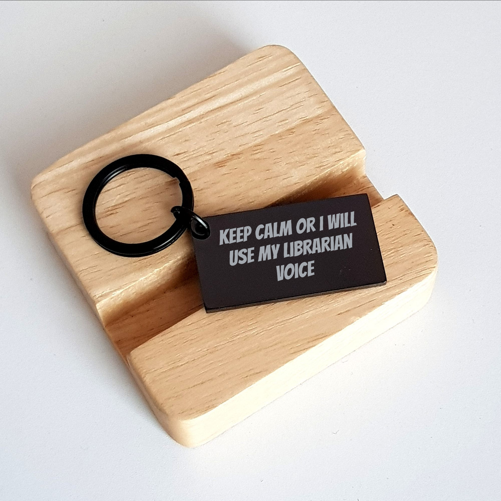 Librarian Gifts, Keep Calm or I'll Use My Librarian Voice, Funny Keychain for Mother's Day from Friends, Gifts for Librarians - Image 2