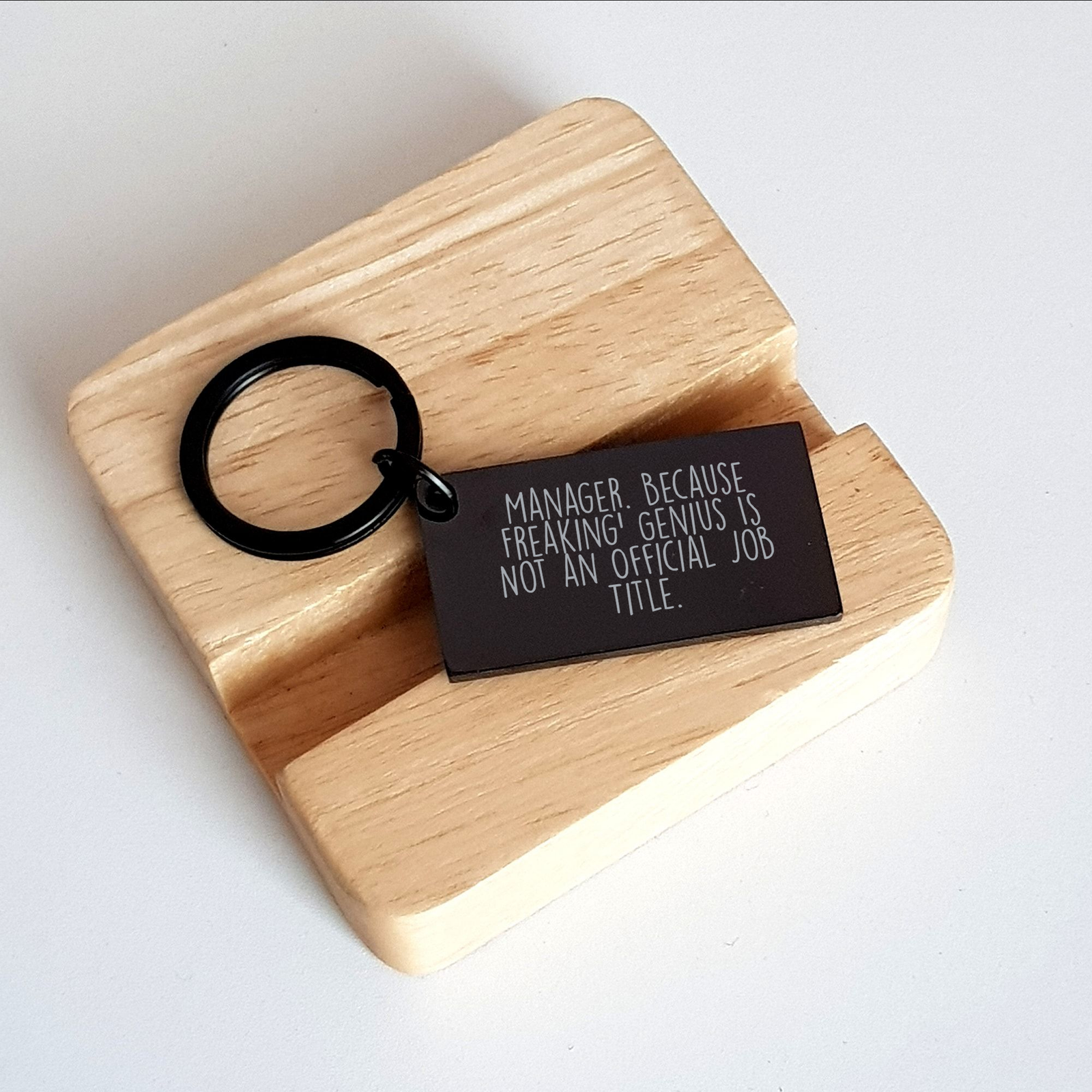 Funny Manager Keychain Gifts from Men for Father's Day - 'Manager. Because Freaking' genius Is Not An Official Job Title.' - Image 2