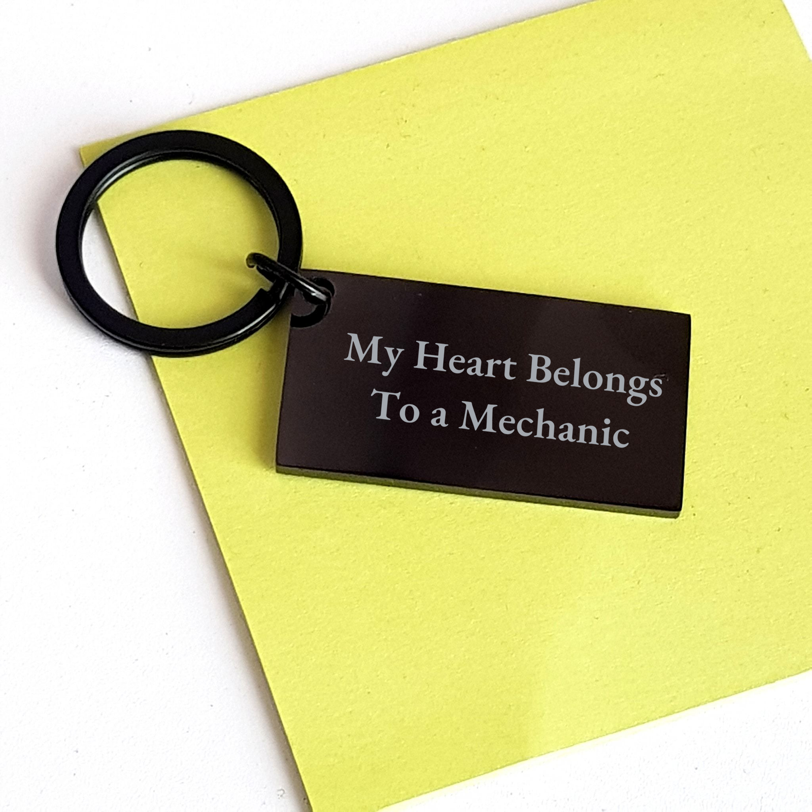 Funny Mechanic Keychain Gifts from Family for Him - My Heart Belongs To A Mechanic Quote, Unique Keychain for Father's Day - Image 3