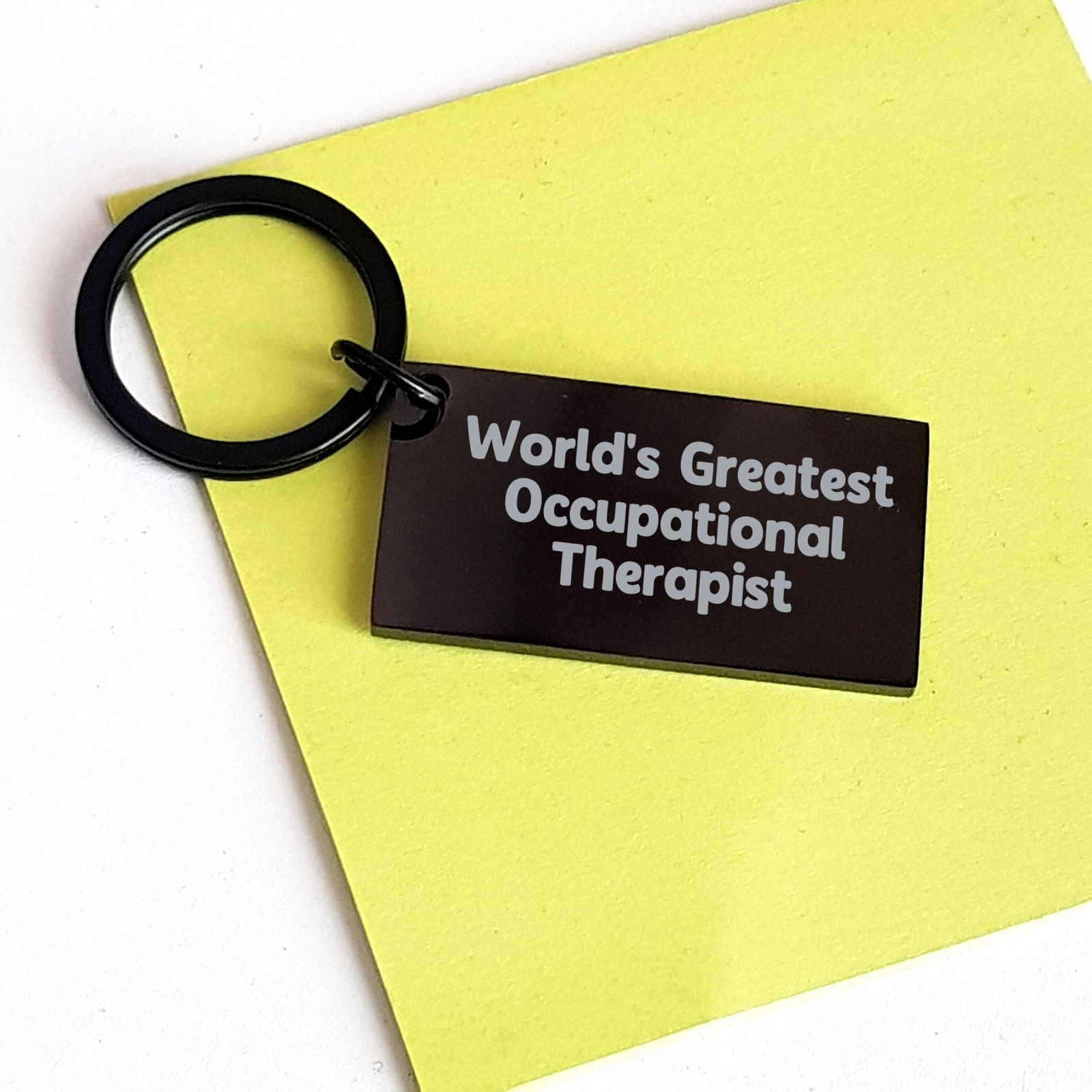 Funny Occupational Therapist Gift Keychain for Mother's Day - 'World's Greatest' Quote, Black Stainless Steel, Resistant to Rust and Corrosion, Gifts from Men to Women Occupational Therapists - Image 3