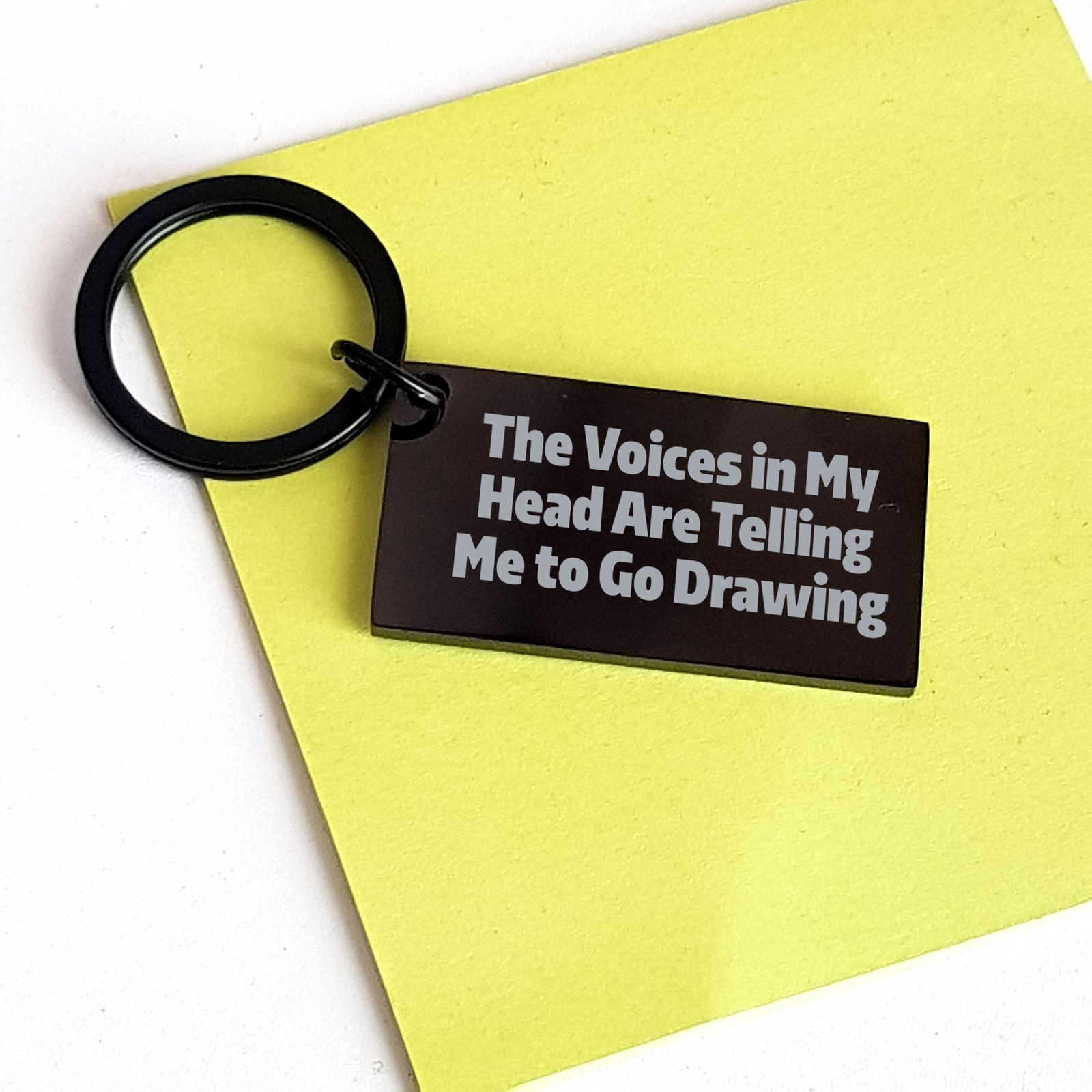 Funny Drawing Keychain Gifts from Friends for Drawing Enthusiasts on Father's Day - 'The Voices In My Head Are Telling Me To Go Drawing' - Image 3