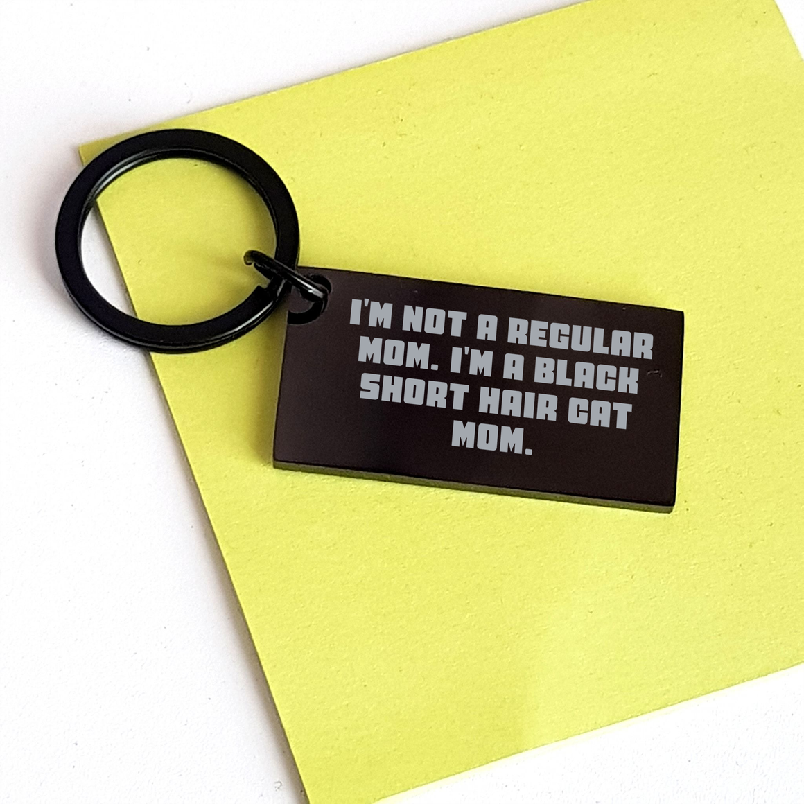Funny Black Short Hair Cat Mom Keychain for Men - Gifts from Family - Black Short Hair Cat Lovers on Father's Day - Image 3