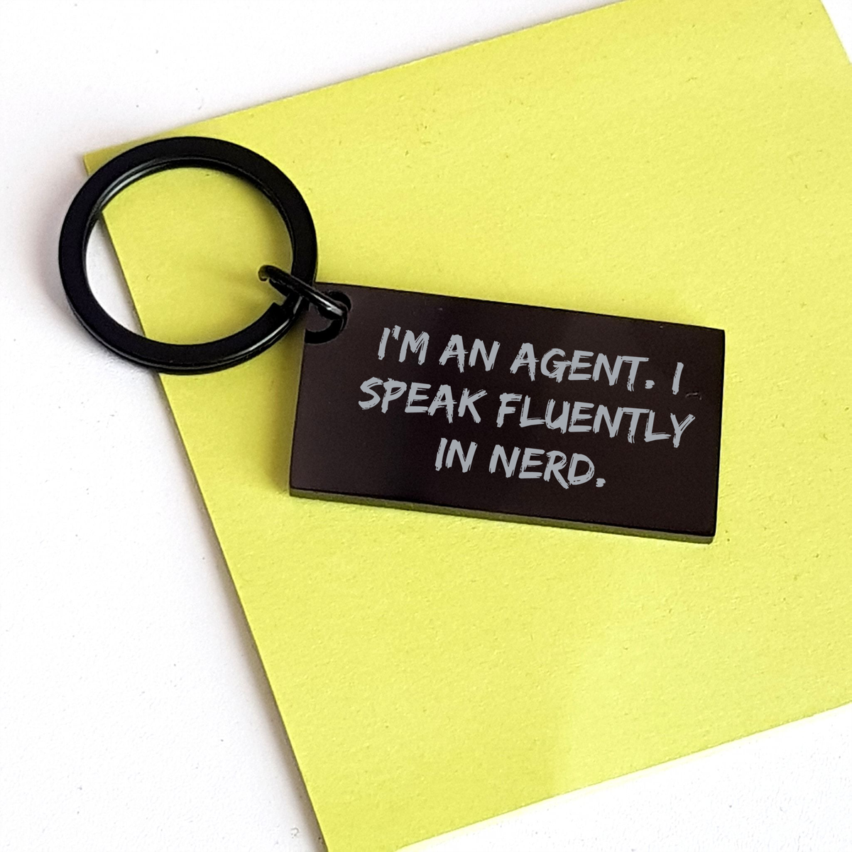 Agent Keychain, Funny Quote 'I'm An Agent. I Speak Fluently In genius.', Stainless Steel, Black, Gifts from Friends, Unique Father's Day Unique Gifts for Agent - Image 3