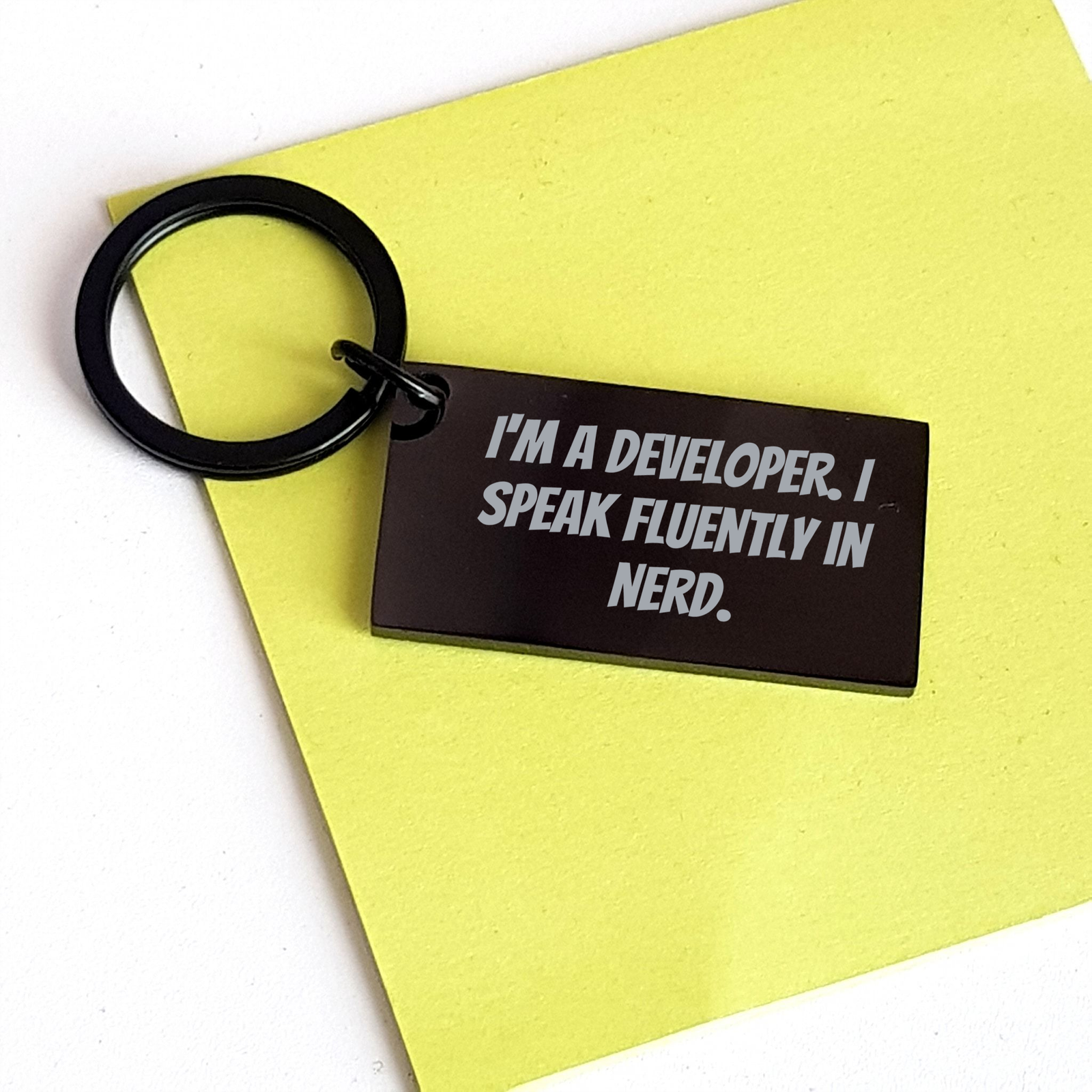 Funny Developer Gifts for Men - 'I'm A Developer. I Speak Fluently In genius.' Keychain, Black Stainless Steel, Father's Day Unique Gifts from Men to Family - Image 3