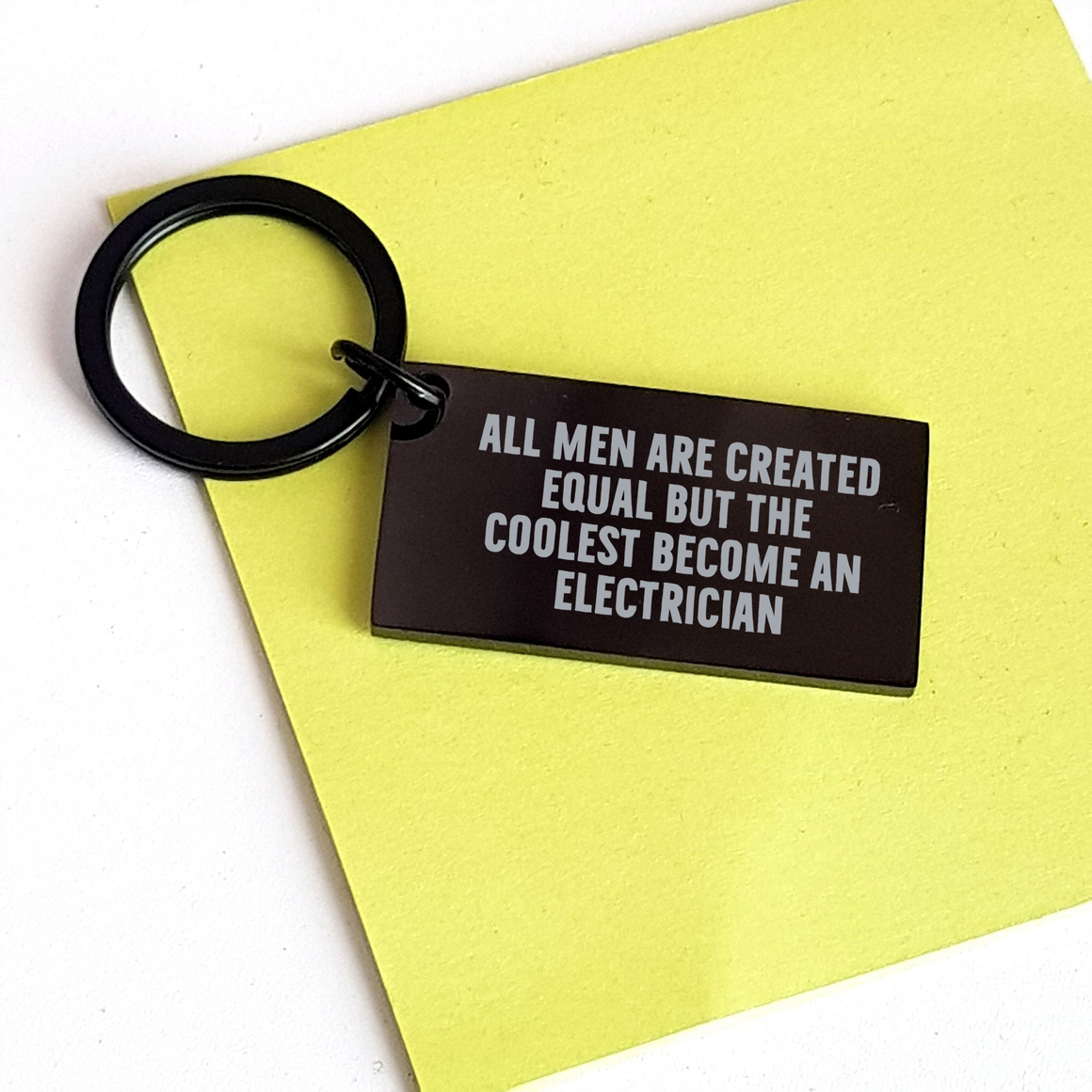 Funny Electrician Gifts for Mother's Day, Keychain from Men, Engraved Message, 'All Men Are Created Equal But The Coolest Become An Electrician', Unique Electrician Tools - Image 3
