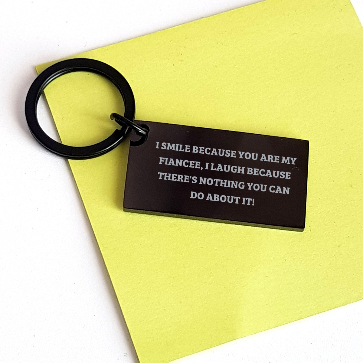 Fiancee Keychain Funny Quote Gifts from Men to Fiancee for Mother's Day, Unique Couple Keychain with Engraved Message, Stainless Steel, Black, 1.57 x 0.87 inches - Image 3