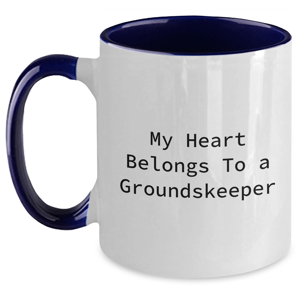 Funny groundskeeper Gifts, Two Tone Coffee Mug with My Heart Belongs To A groundskeeper Quote, Ideal Gifts from Men to groundskeeper Dad for Father's Day - Main