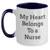 Funny Nurse Gifts from Family, Unique Two Tone Coffee Mug for Men, 'My Heart Belongs To A Nurse' Inspiration, Father's Day Unique Gifts - Main