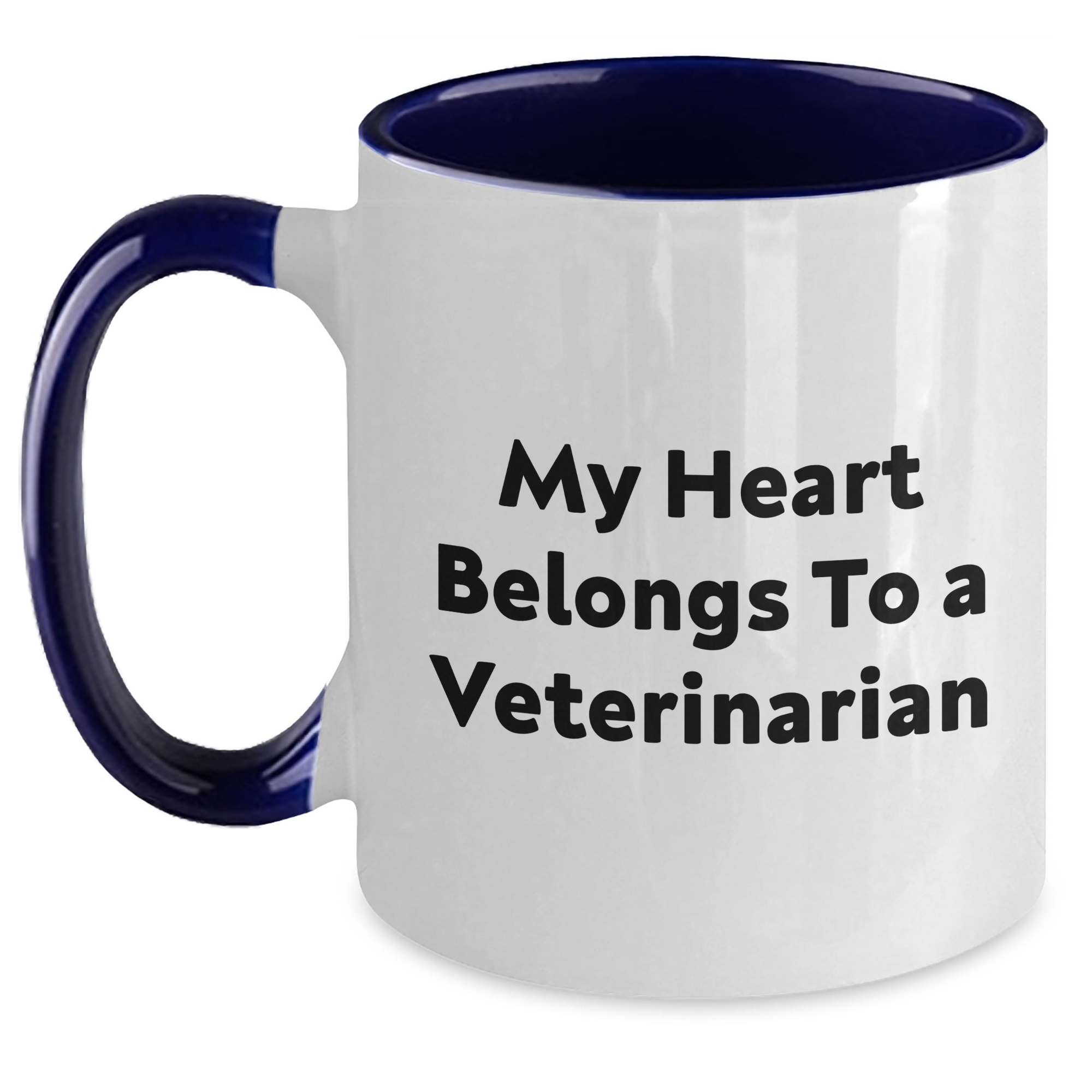 Funny Veterinarian Gifts, My Heart Belongs To A Veterinarian Two Tone Coffee Mug, Father's Day Unique Gifts from Friends to Men - Main