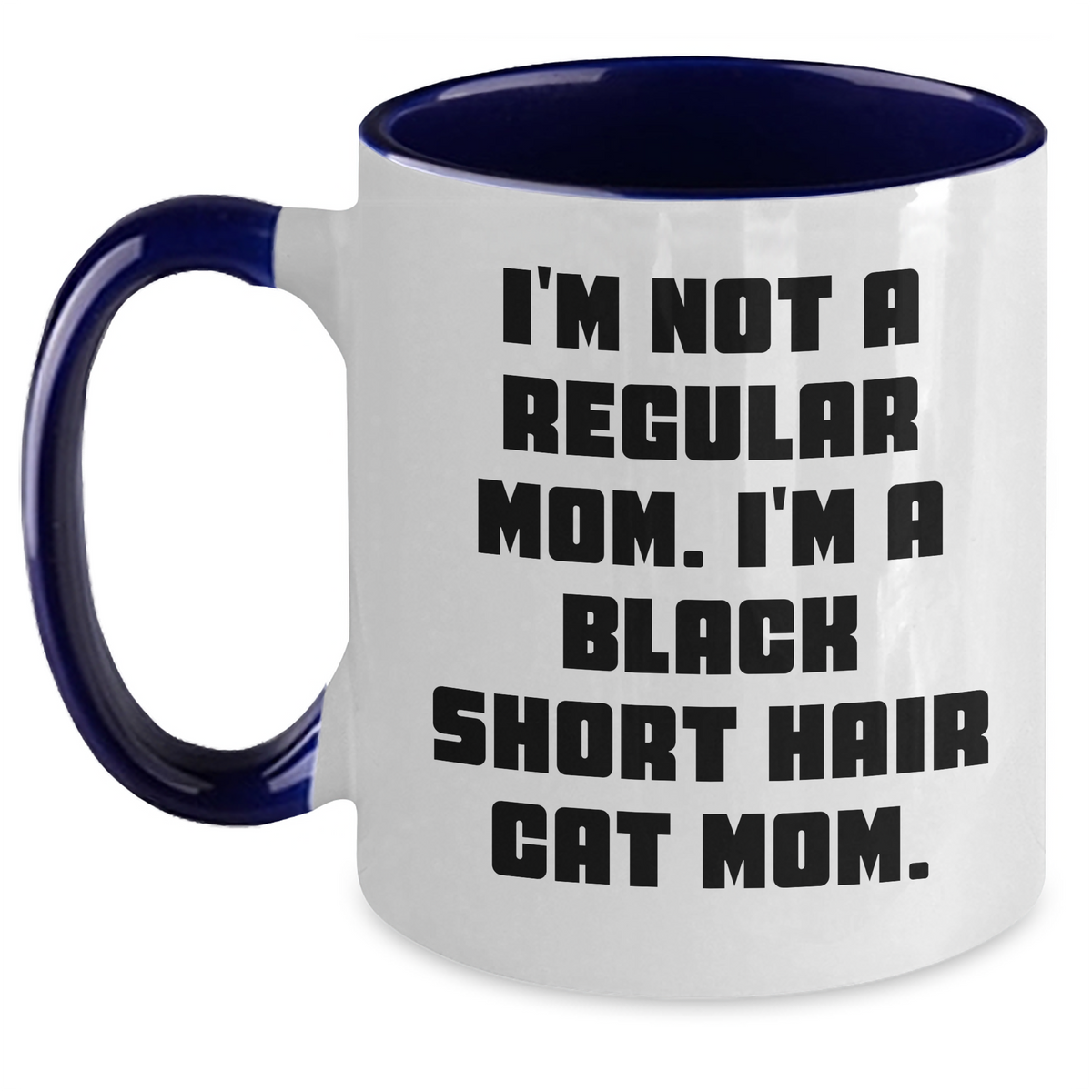 Funny Black Short Hair Cat Mom Gifts for Men from Women - Two Tone Coffee Mug, Black and White, Red and White, Navy and White, Pink and White - Main