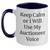 Auctioneer Humor Gifts from Men to Friends on Mother's Day - Two Tone Coffee Mug with Funny Quote 'Keep Calm Or I Will Use My Auctioneer Voice' - Main
