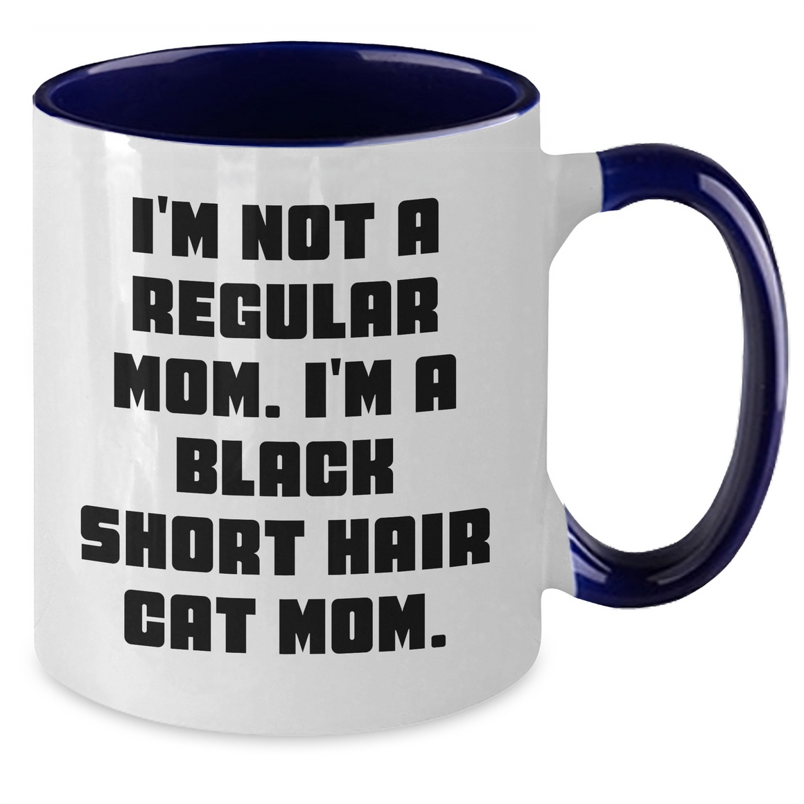 Funny Black Short Hair Cat Mom Gifts for Men from Women - Two Tone Coffee Mug, Black and White, Red and White, Navy and White, Pink and White - Additional