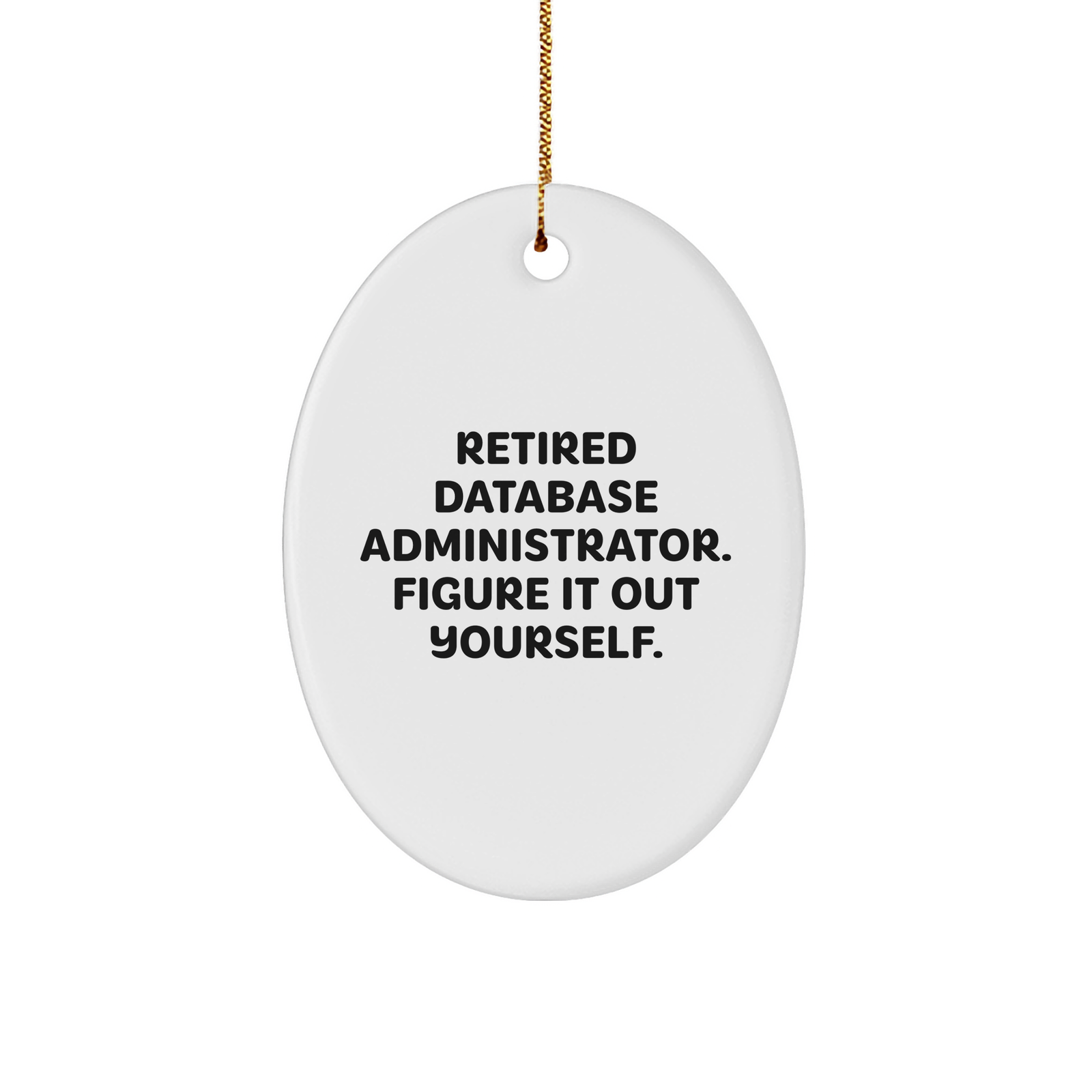 Database Administrator Gifts from Friends - Oval Ornament with 'Retired Figure It Out Yourself' Quote for Christmas - Image 1