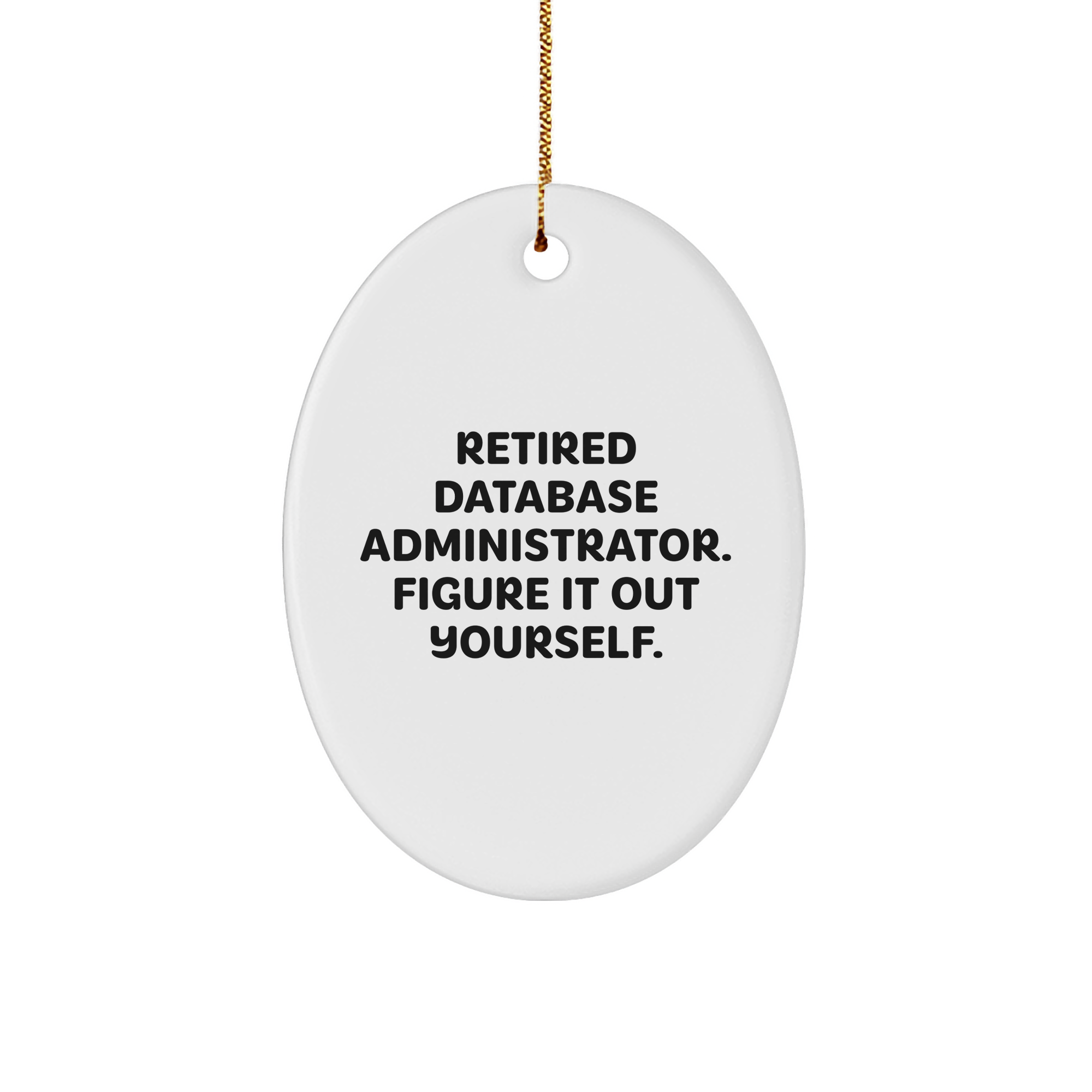Database Administrator Gifts from Friends - Oval Ornament with 'Retired Figure It Out Yourself' Quote for Christmas - Image 1