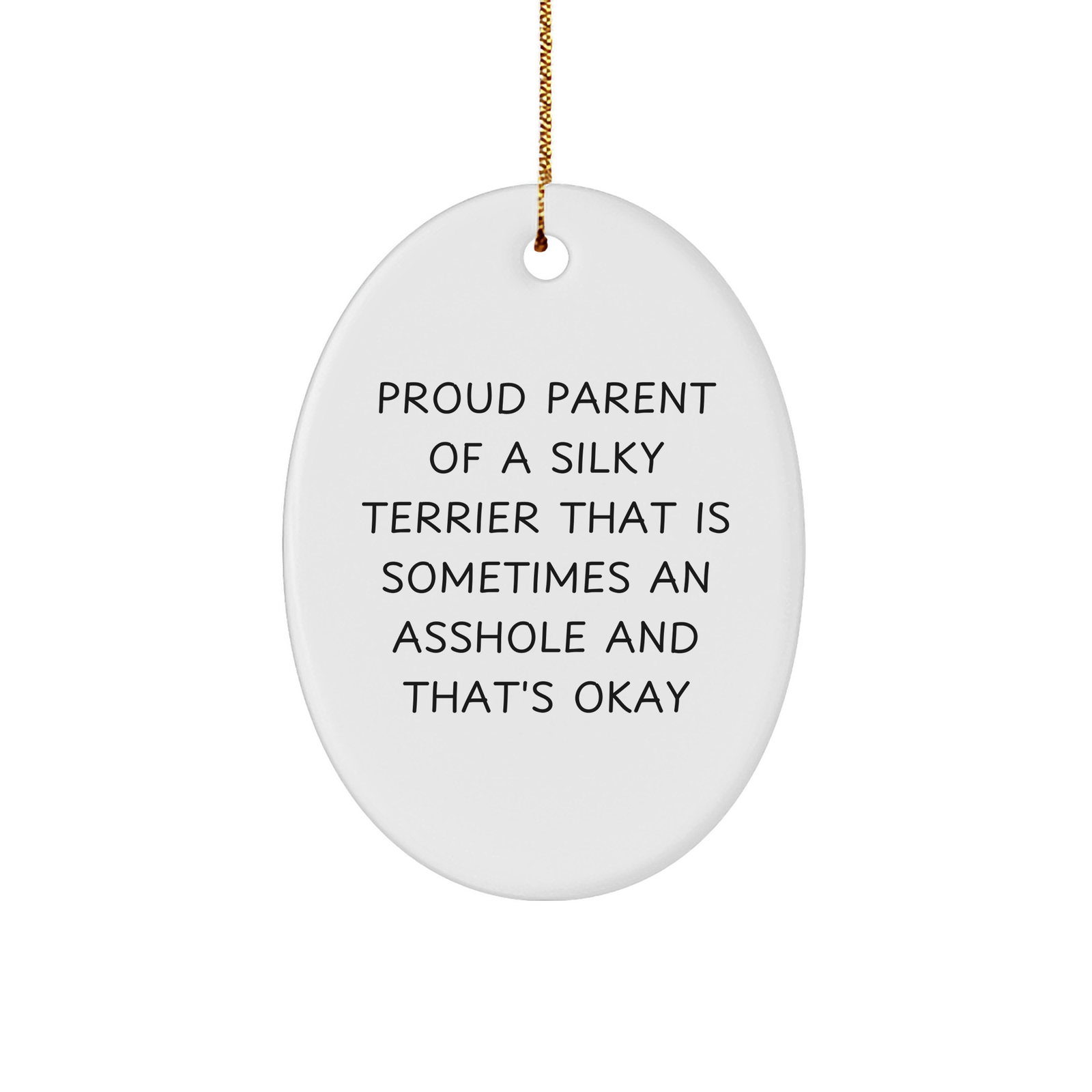 Funny Silky Terrier Dog Oval Ornament Gifts from Friends for Silky Terrier Dog Lovers Christmas Unique Gifts - Image 1