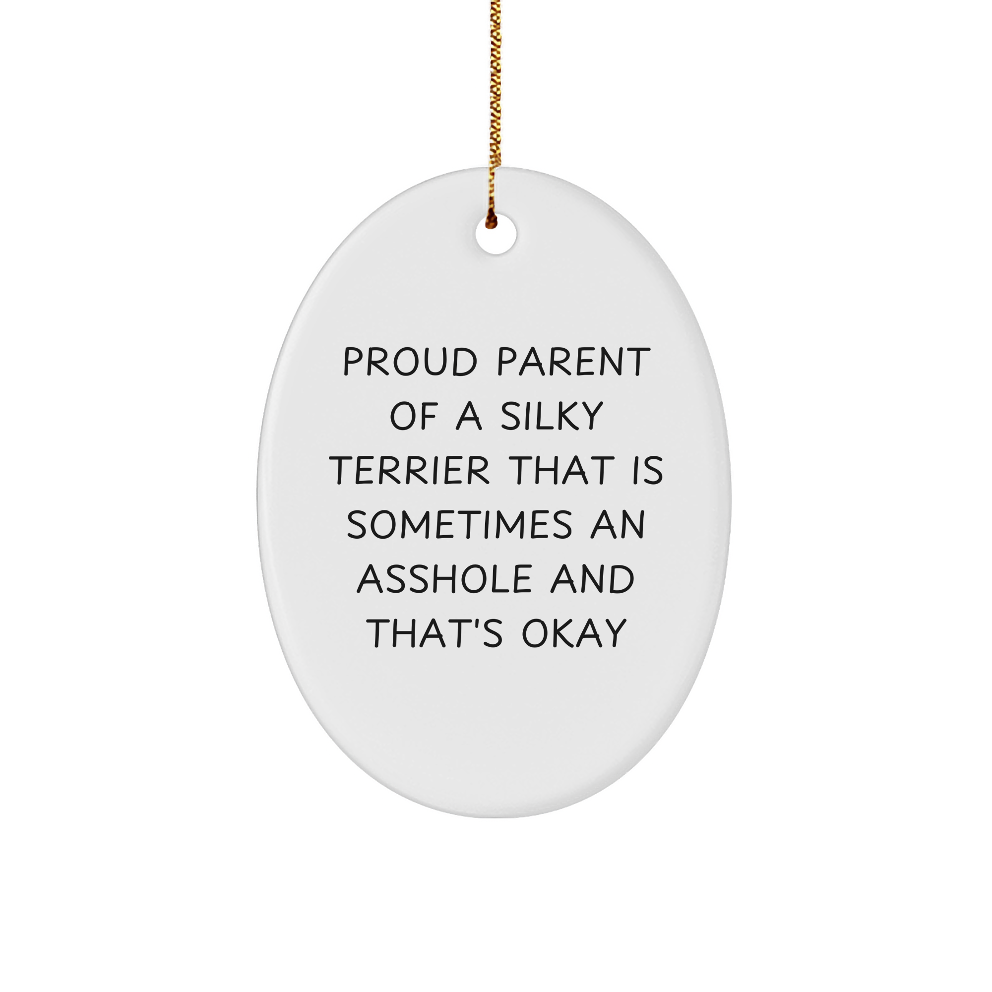 Funny Silky Terrier Dog Oval Ornament Gifts from Friends for Silky Terrier Dog Lovers Christmas Unique Gifts - Image 1
