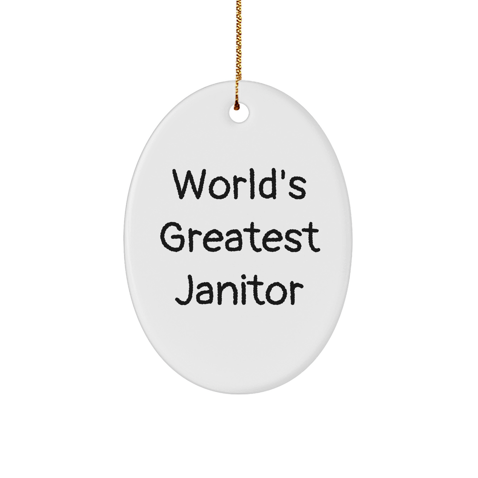World's Greatest Janitor Oval Ornament, Funny Gift for Janitor Friends, Christmas Unique Gifts from Men, Oval Shaped MDF Ornament with Sublimation Print, Gifts for Janitor - Image 1
