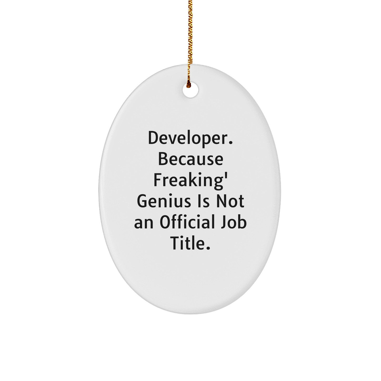 Developer Gifts from Friends, Cute Oval Ornament, Christmas Unique Gifts for Men, Developer. genius Is Not An Official Job Title, Oval Ornament, - Image 1