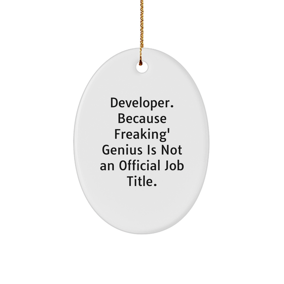 Developer Gifts from Friends, Cute Oval Ornament, Christmas Unique Gifts for Men, Developer. genius Is Not An Official Job Title, Oval Ornament, - Image 1